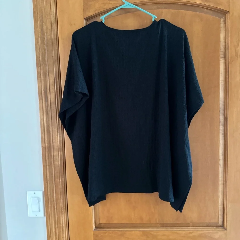 MICHAEL Michael Kors Black Poncho Blouse Gold Chain Accent S/M NWOT